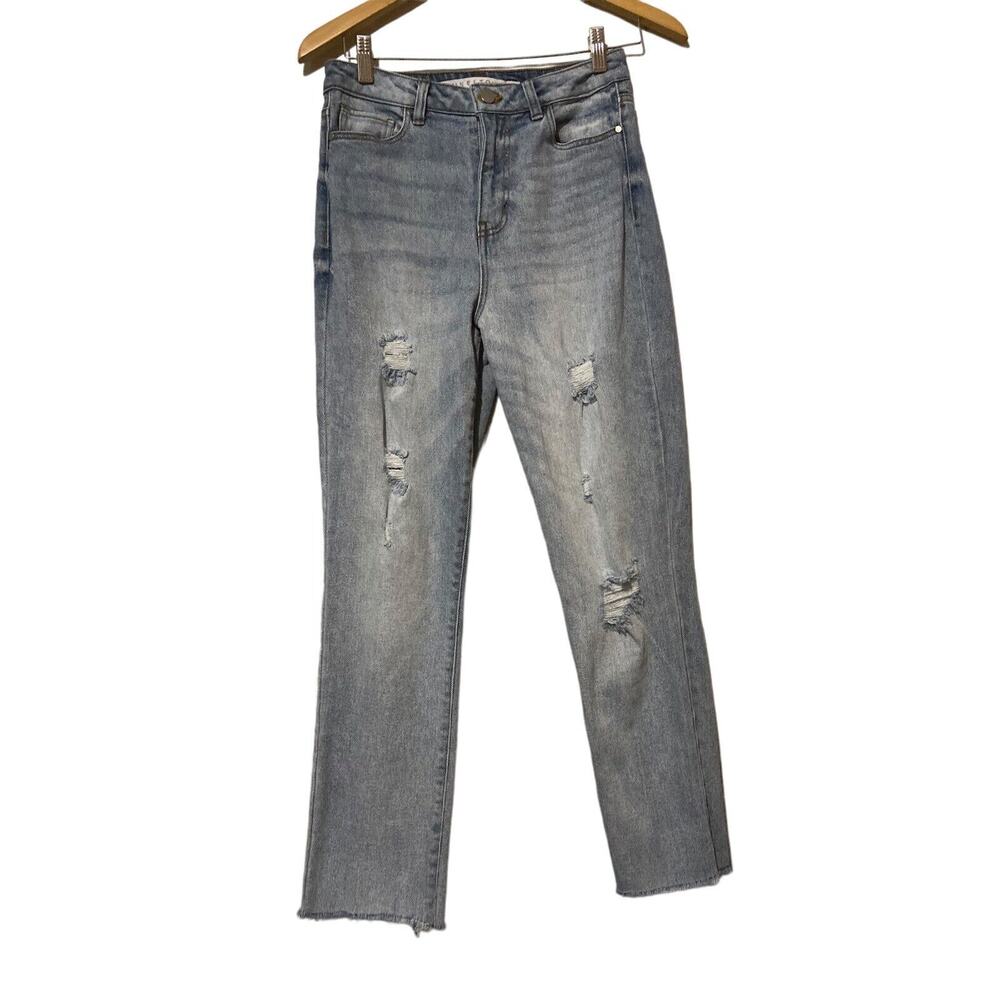Tinseltown Juniors Distressed Hi-Rise‎ Raw Hem Jeans Sz 7